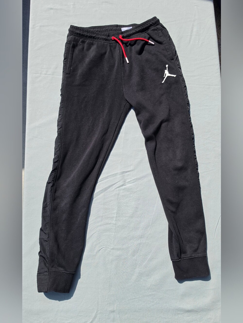 Jordan Black Joggers with Red Drawstring and White Jumpman Patch